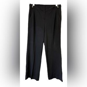 St. John Women's Wide Leg Dress Pants Black With Gold Metal Accents Size 8
